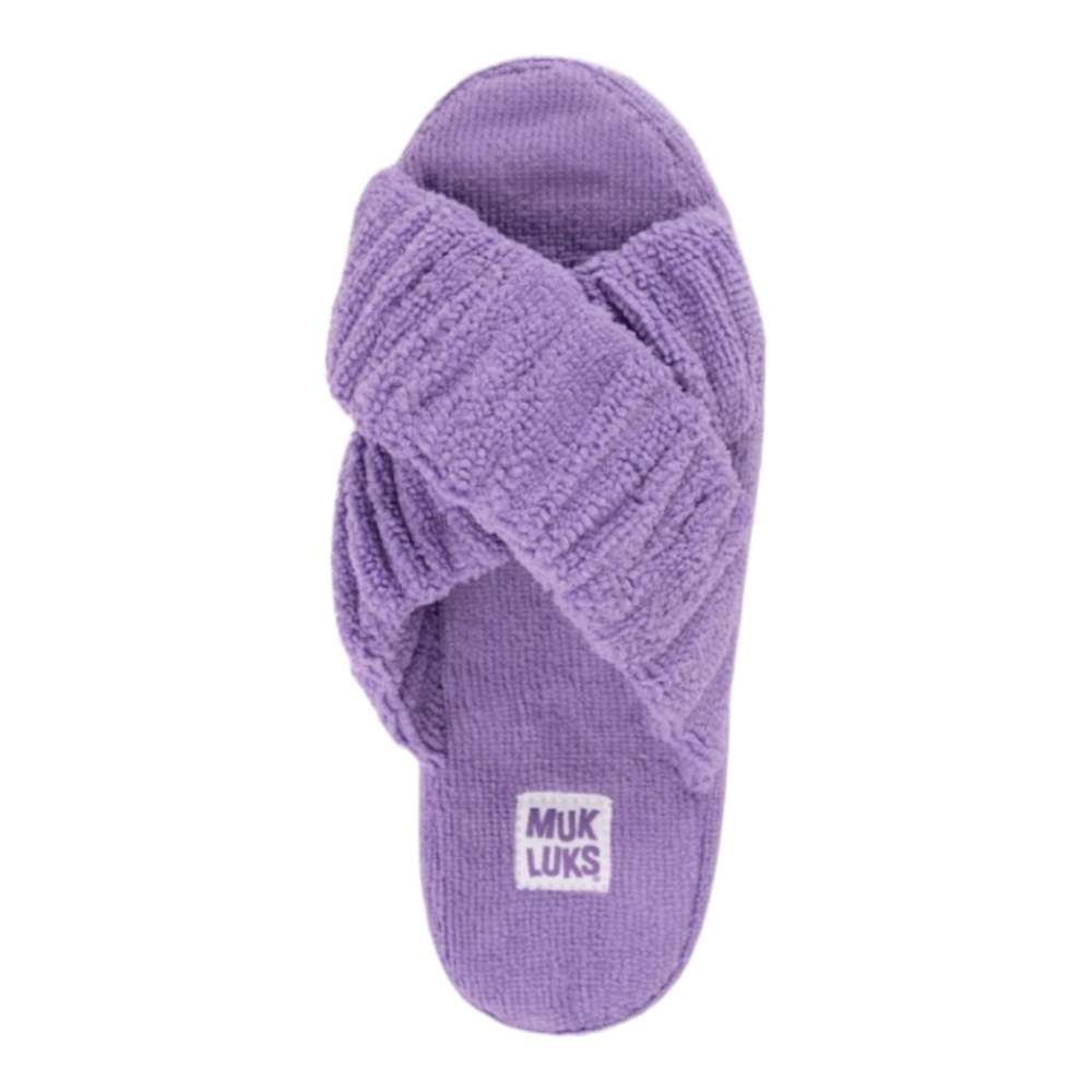 Muk Luks Maelle Women's Toweling Slippers, Violet, Size L 9/10
